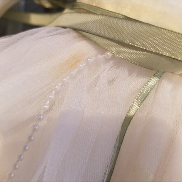 Y.K.I Ivory Tuille Dress & Matching Hat Short Sleeve Pullover Girl Sz M 9 Months - Picture 13 of 14